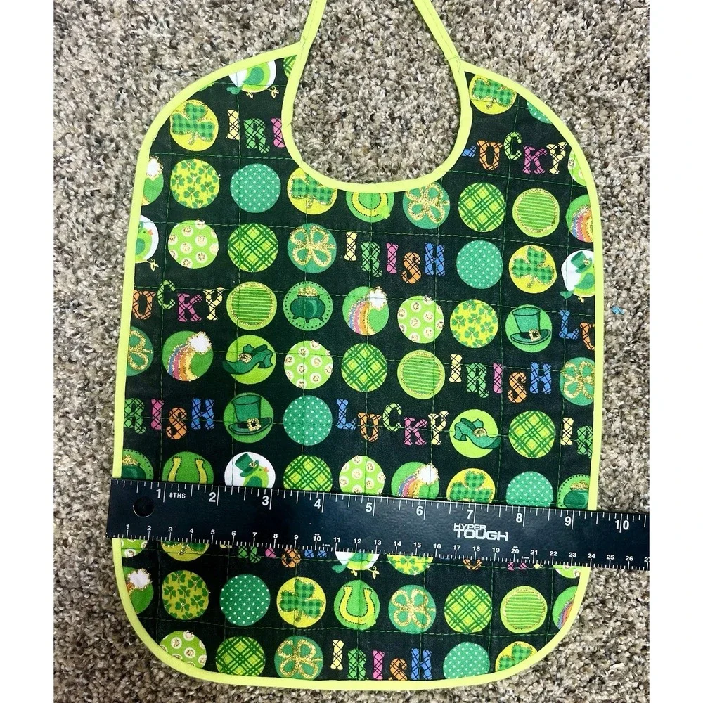 Lot Of 6 Quilted‎ Handmade St. Patrick's Day Baby Bibs Large Size 12